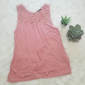 Rose lace-top tank